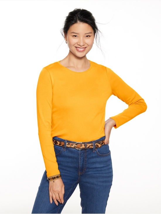 Talbots Tops - Talbots Women's Long Sleeve Crewneck Top in Golden mustard Yellow size medium P